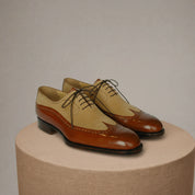 Men Spectator Shoes, Wingtip Brogue Two Tone Shoes, Formal Dress Shoes - pedestal-view