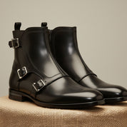 Men's Ankle High Leather Boots - pedestal-view