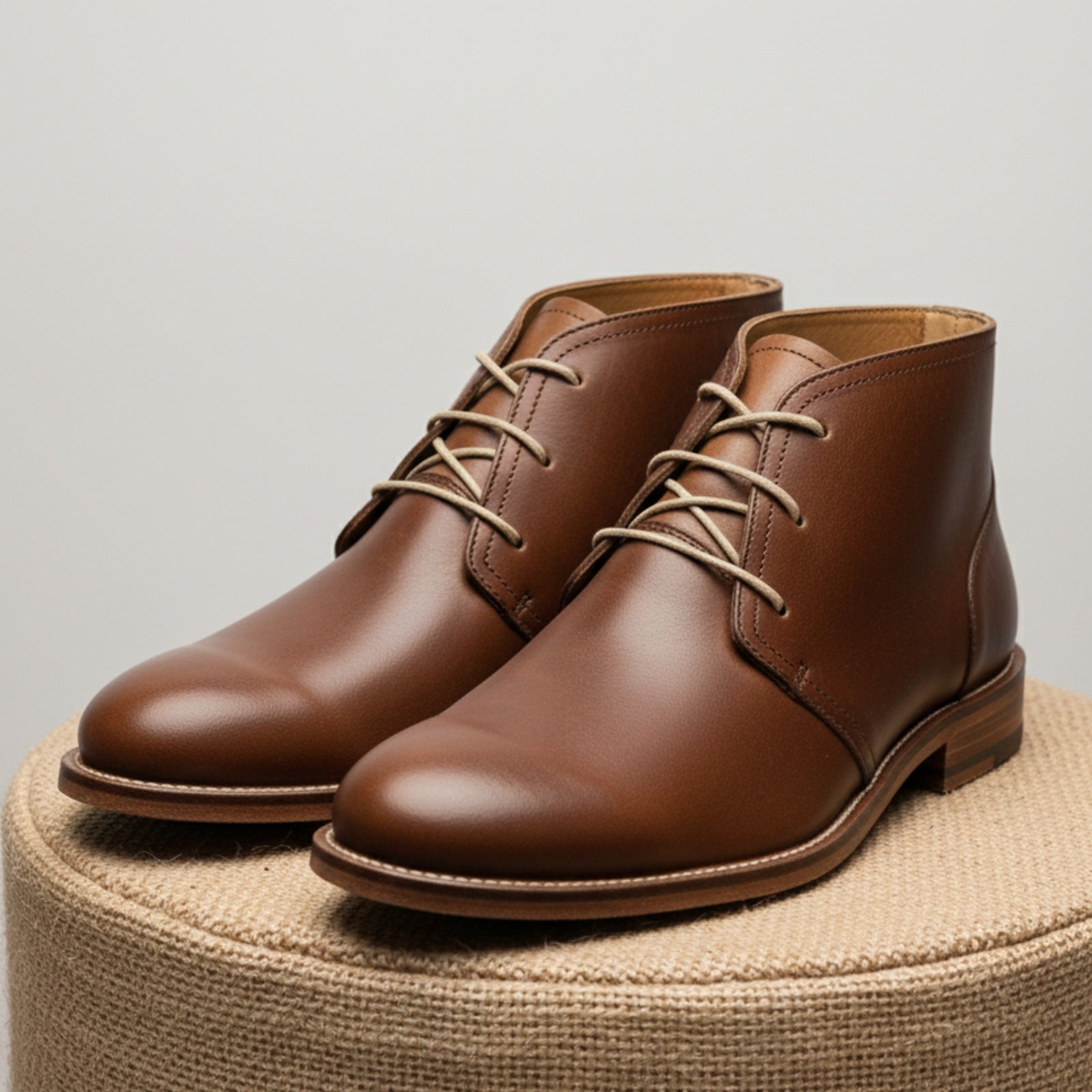 Men's Antique Brown Leather Chukka Boots - pedestal-view
