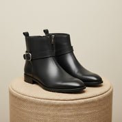 Men's Black Jodhpur Leather Boots - pedestal-view