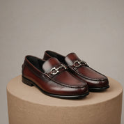 Men's Brown Leather Driving Shoes - pedestal-view
