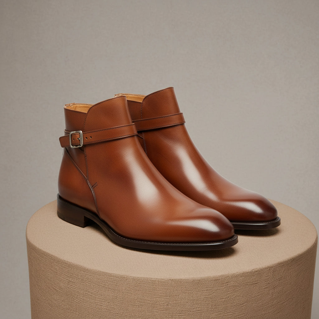 Men's Brown Leather Jodhpur Boots - pedestal-view