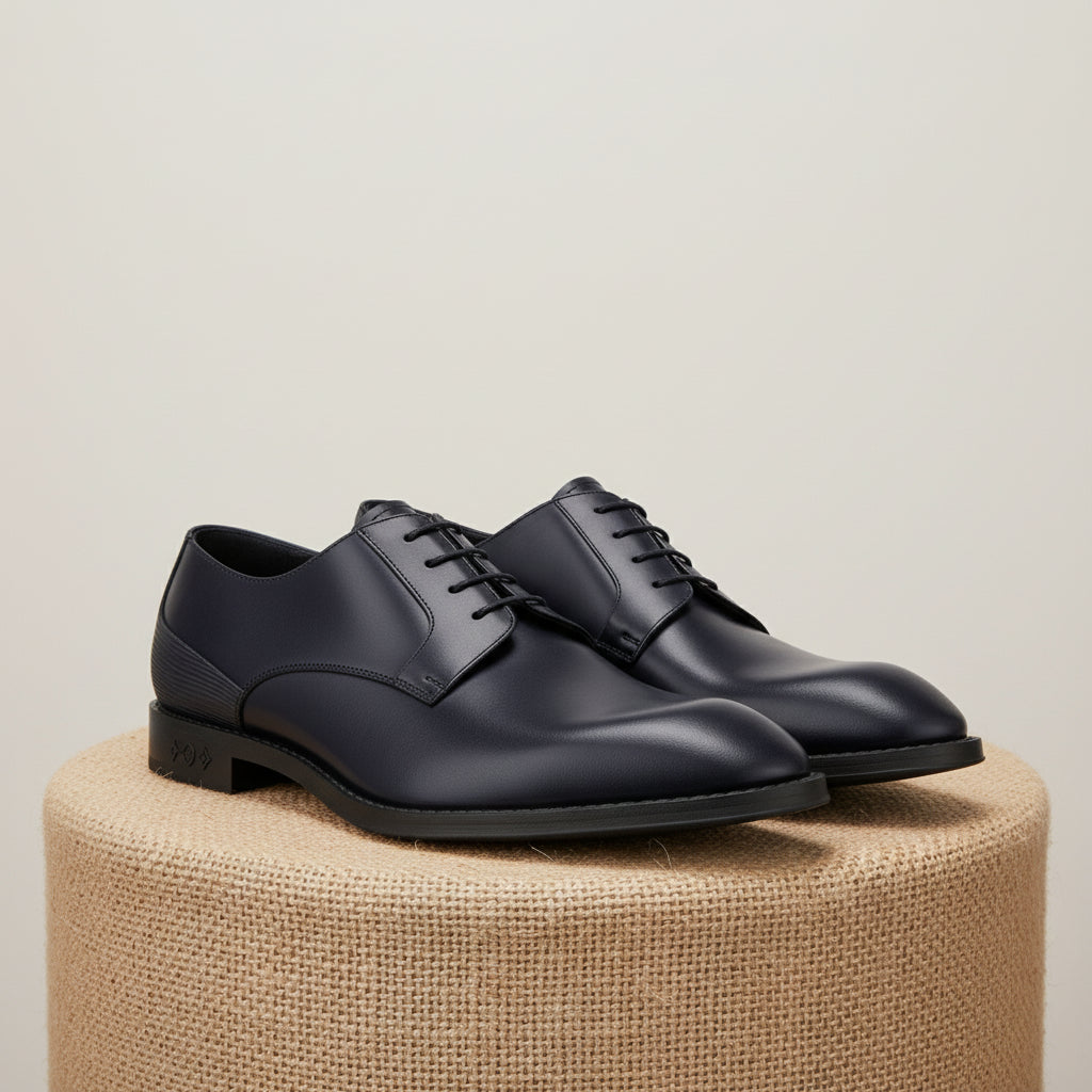 Men's Brown Leather Split Toe Lace Up Dress Shoes - pedestal-view