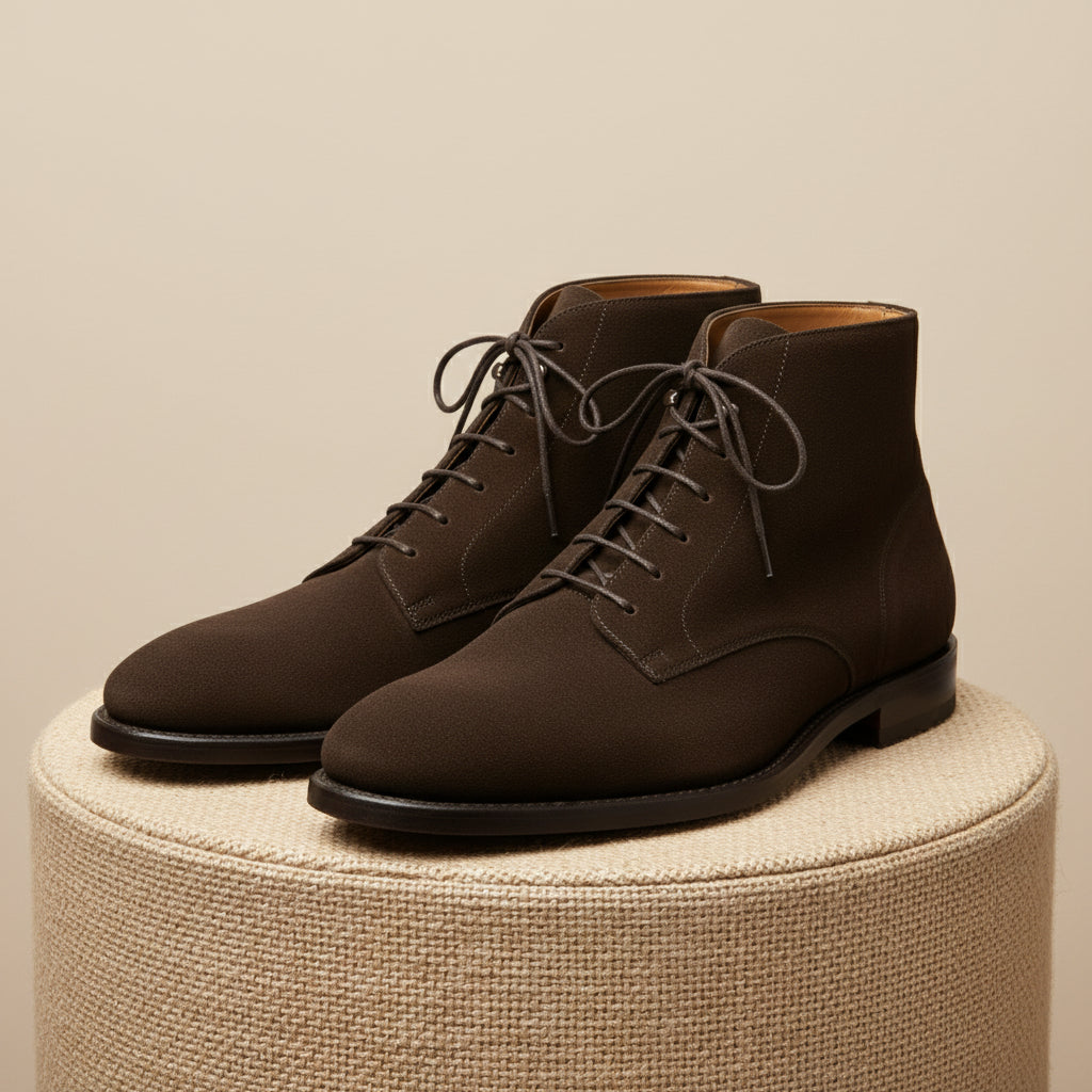 Men's Brown Suede Ankle Boots - pedestal-view