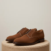 Men's Brown Suede Derby Shoes - pedestal-view