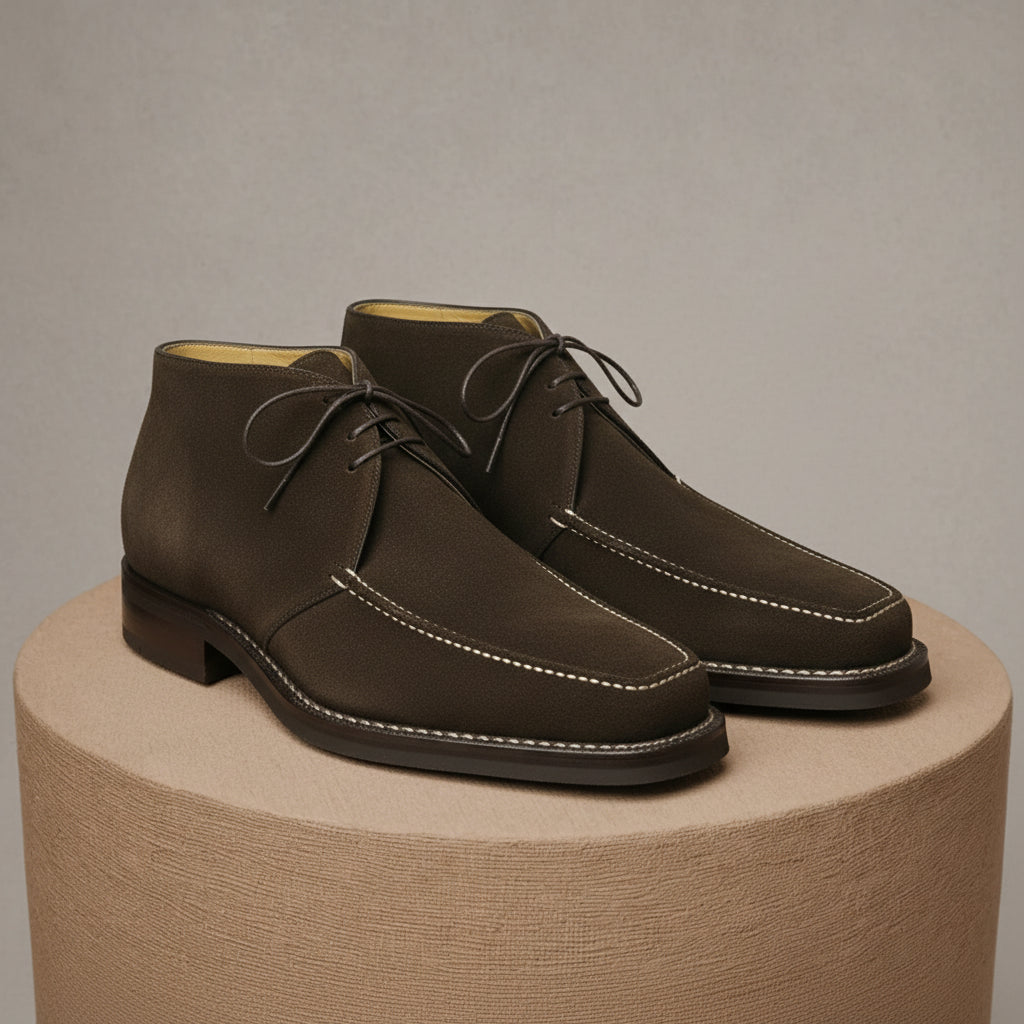 Men's Brown Suede Oxford Dress Shoes - pedestal-view