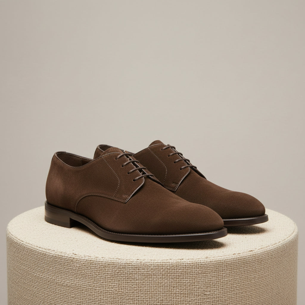 Men's Brown Suede Oxford Dress Shoes - pedestal-view