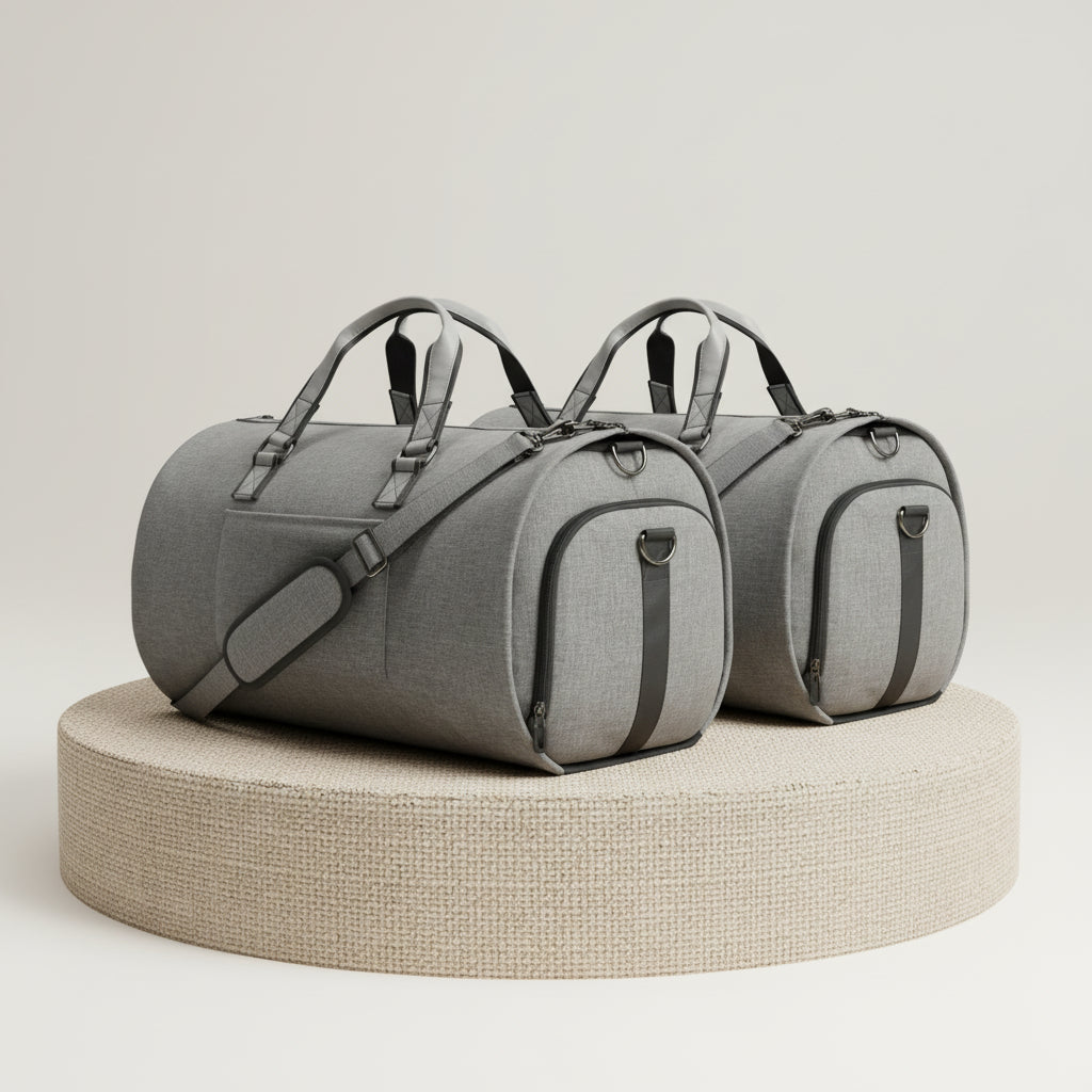 Men's Canvas Duffel Bag with Shoe Compartment - pedestal-view