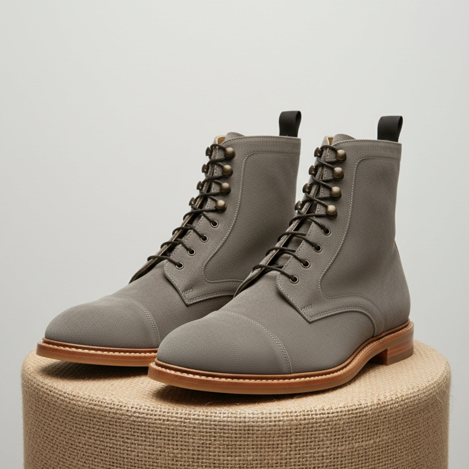 Men's Gray Suede Lace-Up Dress Boots - pedestal-view