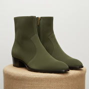 Men's Green Suede Ankle Boots - pedestal-view