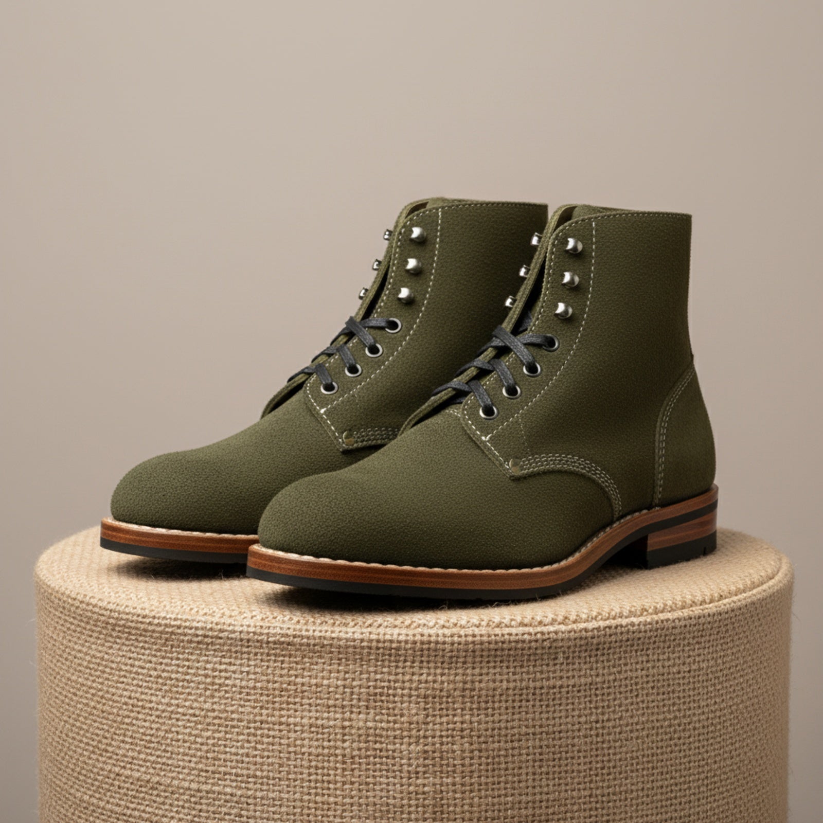 Men's Hunter Green Suede Ankle Boots - pedestal-view