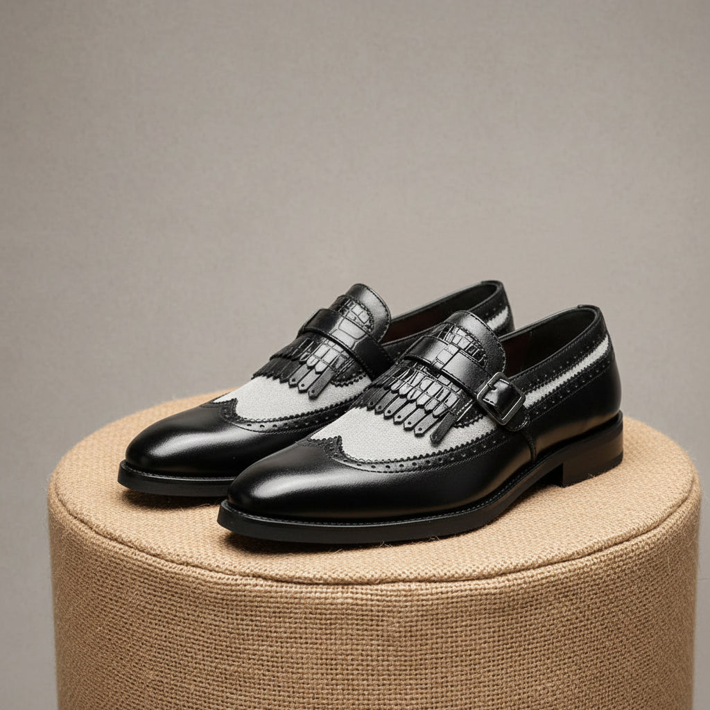 Men's Leather & Suede Spectator Wingtip Dress Shoes - pedestal-view