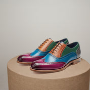 Men's Leather Wingtip Brogue Shoes - pedestal-view