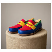 Men's Multi-color Leather Slip-on Loafers - pedestal-view