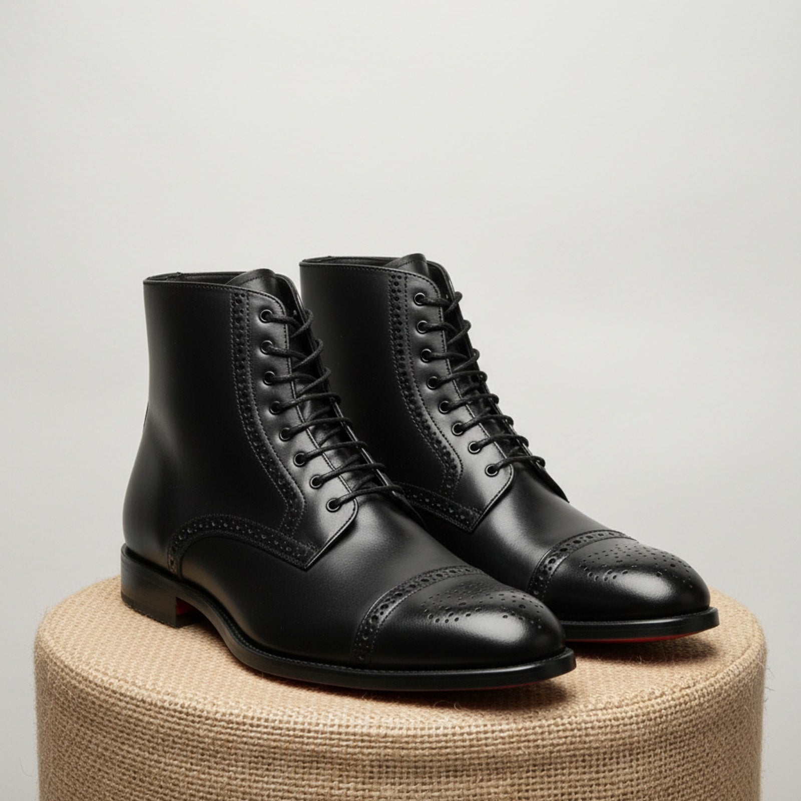 Men's Oxford Ankle Boots in Brogue Leather - pedestal-view