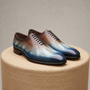 Men's Oxford Patina Leather Dress Shoes - pedestal-view