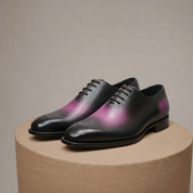 Men's Two-Tone Patina Leather Oxford Shoes - pedestal-view