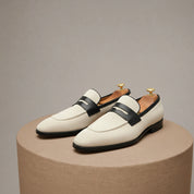 Men's Two-Tone Suede Loafers - pedestal-view