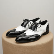 Men's Two-Tone Wingtip Leather Dress Shoes - pedestal-view