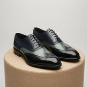 Men's Wing Tip Brogue Lace Up Leather Shoes - pedestal-view