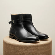 Men's Black Leather Jodhpur Ankle Boots - pedestal-view