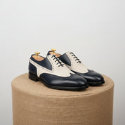 Two-Tone Wingtip Leather Dress Shoes - pedestal-view