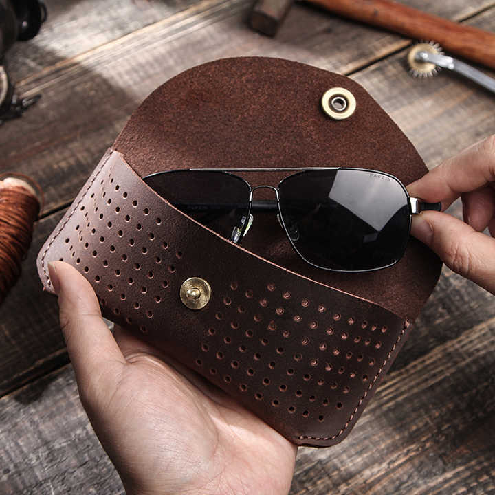 Perforated Leather Sunglasses Case