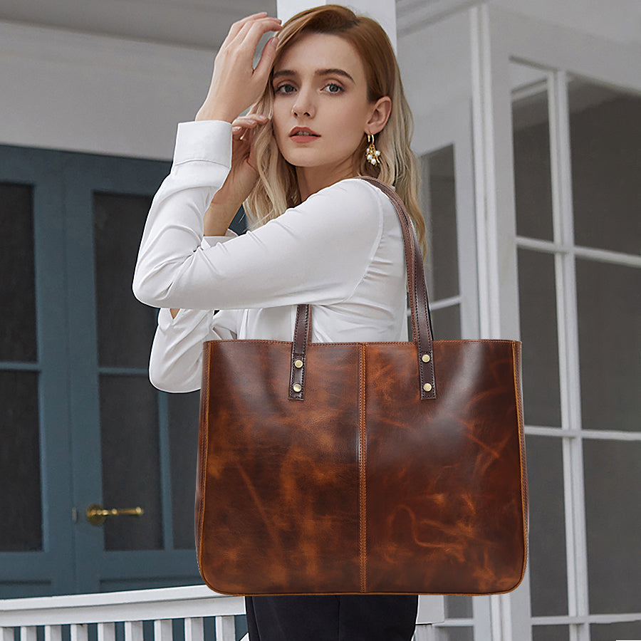 Premium Brown Leather Tote Bag – Sophisticated and Functional