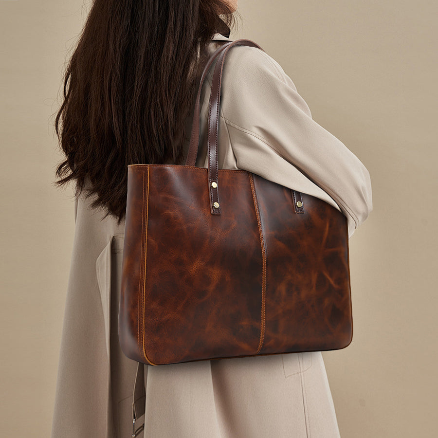 Premium Brown Leather Tote Bag – Sophisticated and Functional