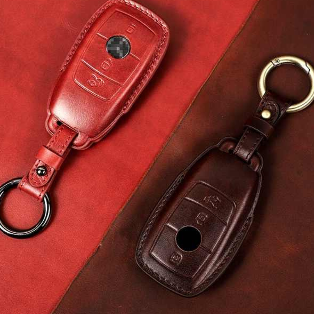 Premium Cowhide Leather Keyless Entry Smart Key Protector for Mercedes-Benz