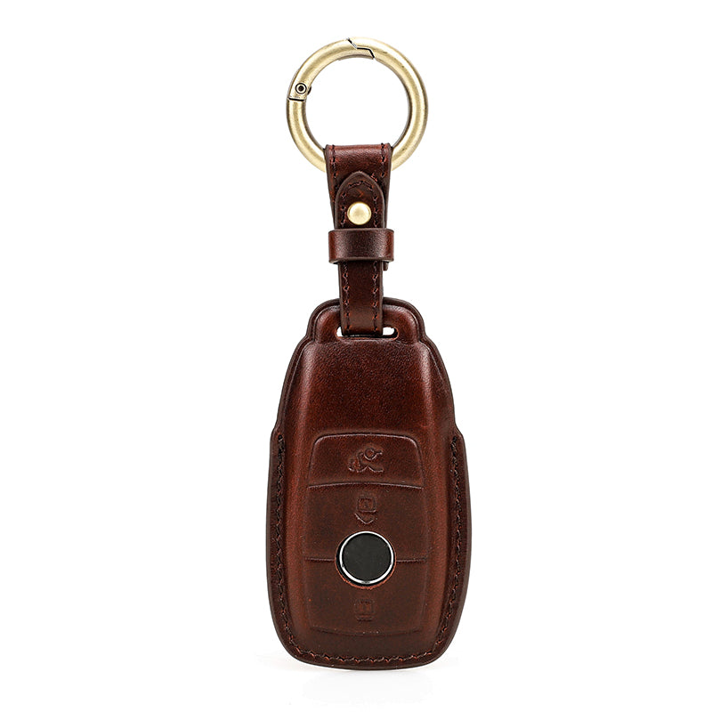 Premium Cowhide Leather Keyless Entry Smart Key Protector for Mercedes-Benz