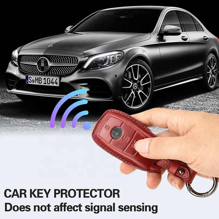 Premium Cowhide Leather Keyless Entry Smart Key Protector for Mercedes-Benz