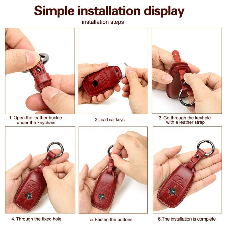 Premium Cowhide Leather Keyless Entry Smart Key Protector for Mercedes-Benz