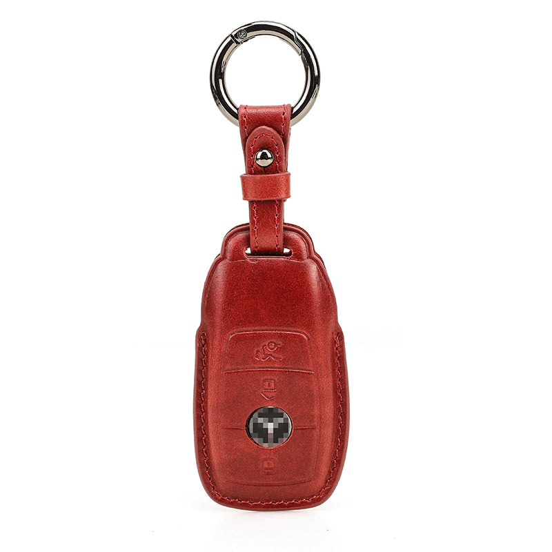 Premium Cowhide Leather Keyless Entry Smart Key Protector for Mercedes-Benz