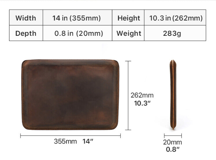 Premium Leather 14-Inch Laptop Sleeve for MacBook 14.2 Inch (2021)