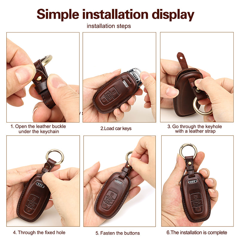 Premium Leather Key Cover - Protective Case for Audi Keys