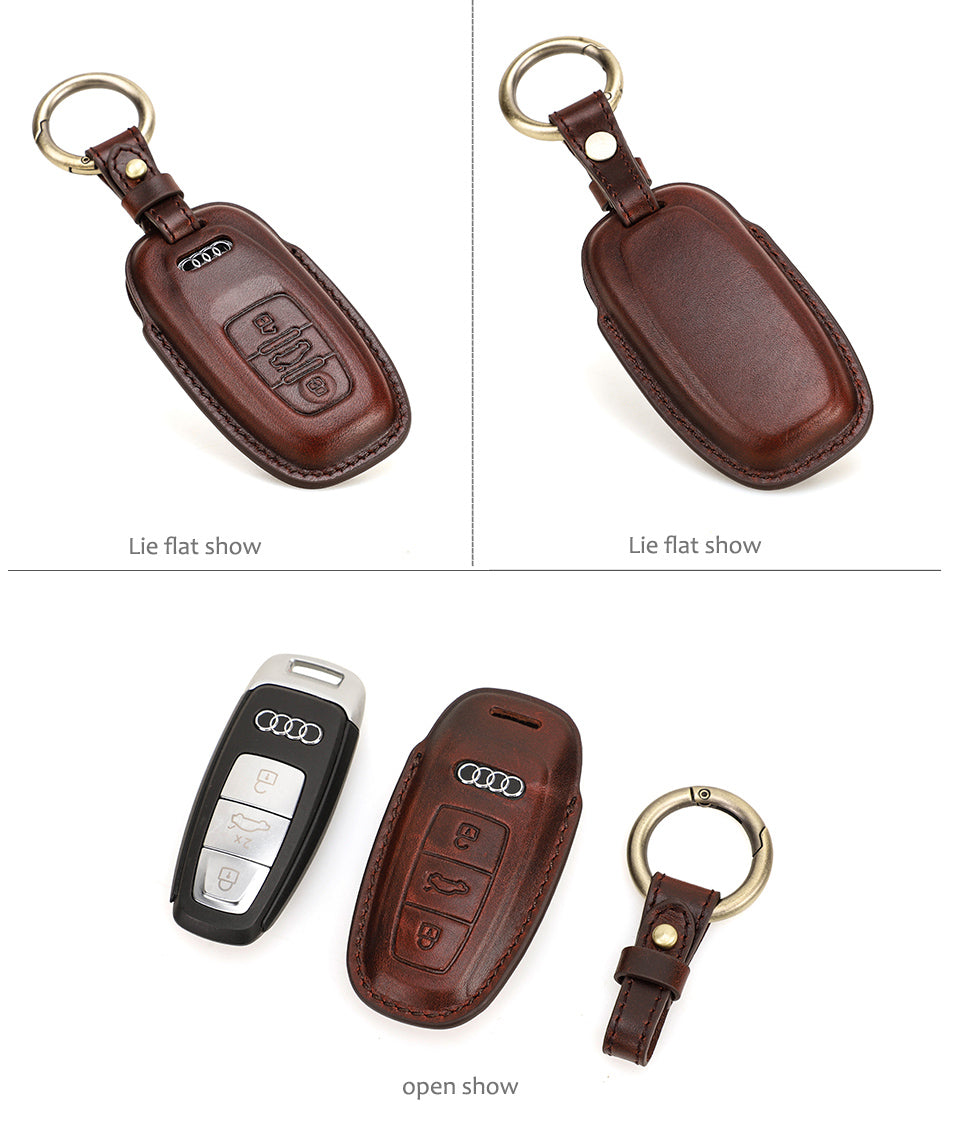 Premium Leather Key Cover - Protective Case for Audi Keys