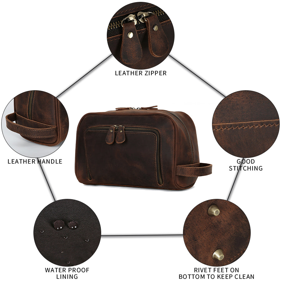 Premium Leather Toiletry Bag – Durable Travel Organizer