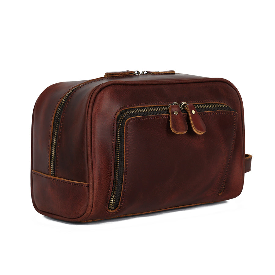 Premium Leather Toiletry Bag – Durable Travel Organizer