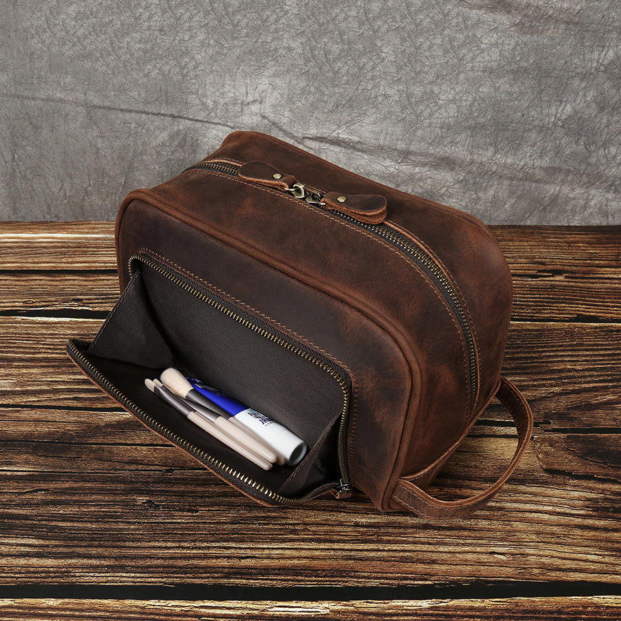 Premium Leather Toiletry Bag – Durable Travel Organizer