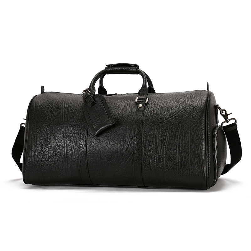 Premium Leather Travel Duffel Bag with Shoe Compartment