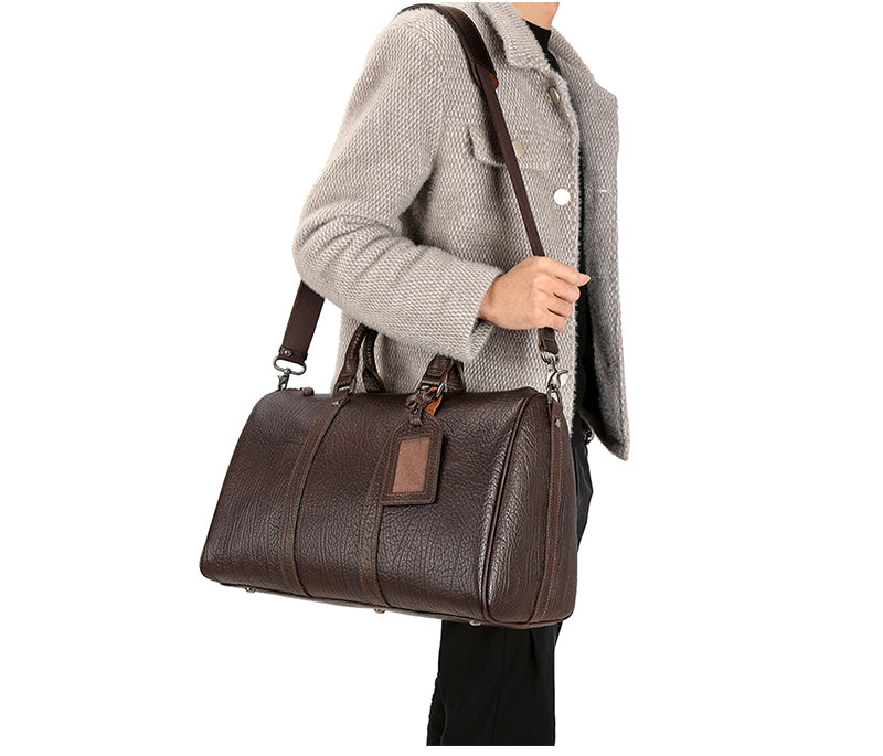 Premium Zipper Waterproof Genuine Leather Men’s Travel Duffel Bag - Image 3