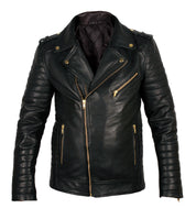Men's Black Leather Biker Jacket