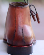 Lace-Up Chukka Boots in Brown Leather - Image 3