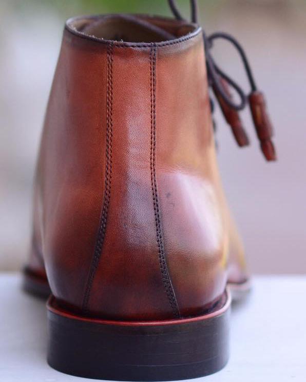 Lace-Up Chukka Boots in Brown Leather - Image 3