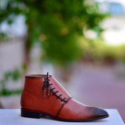 Lace-Up Chukka Boots in Brown Leather - Image 2