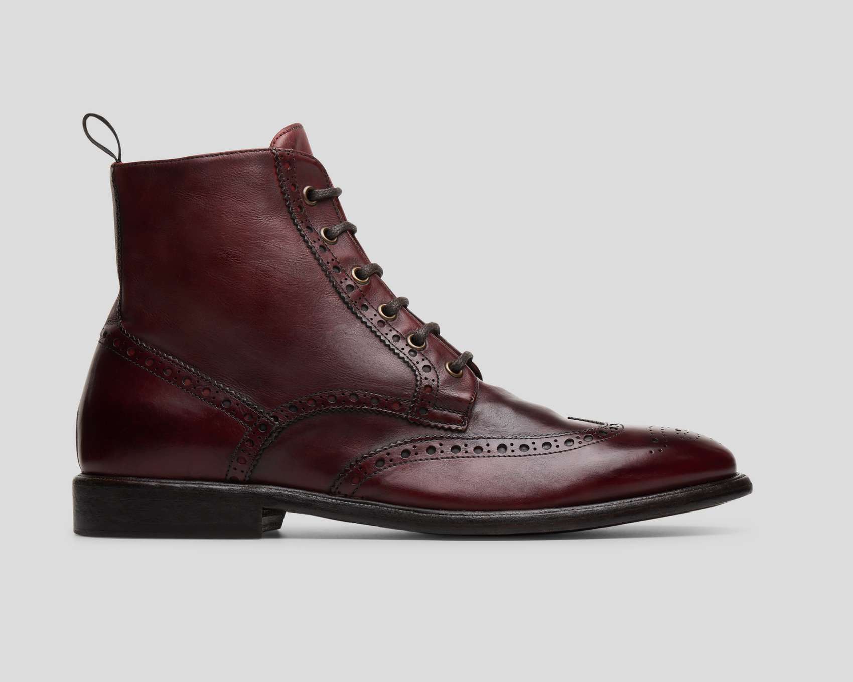 Handmade Men Burgundy Lace Up Boots, Ankle Leather Boots, Boots