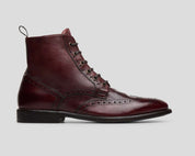 Handmade Men Burgundy Lace Up Boots, Ankle Leather Boots, Boots