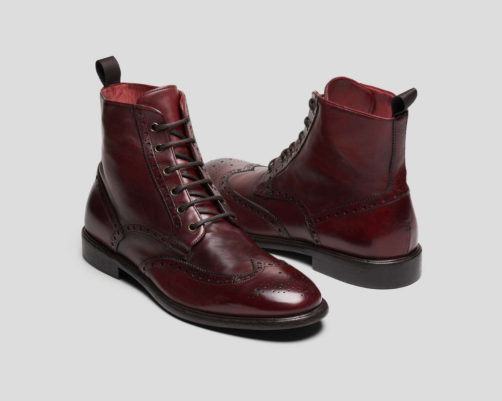 Handmade Men Burgundy Lace Up Boots, Ankle Leather Boots, Boots