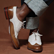 Handmade Men Spectator Shoes, Two Tone Shoes, Wingtip Casino Brogue Shoes